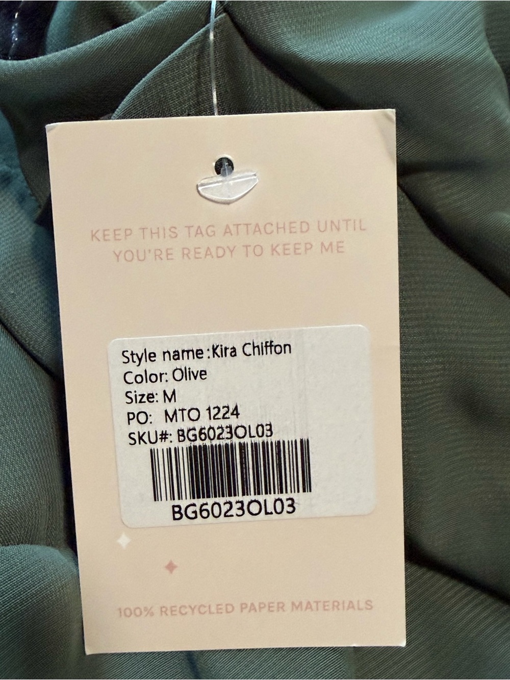 NWT Birdy Grey Kira Dress in Chiffon Olive - Size Medium - Picture 6 of 6